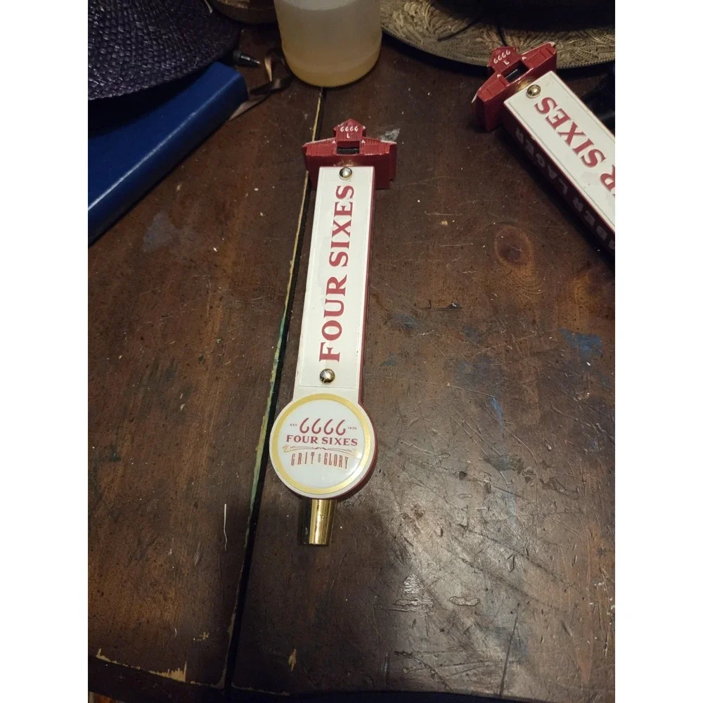 Four Sixes Grit & Glory Amber Lager Beer Tap Handle Red Barn Top Texas
